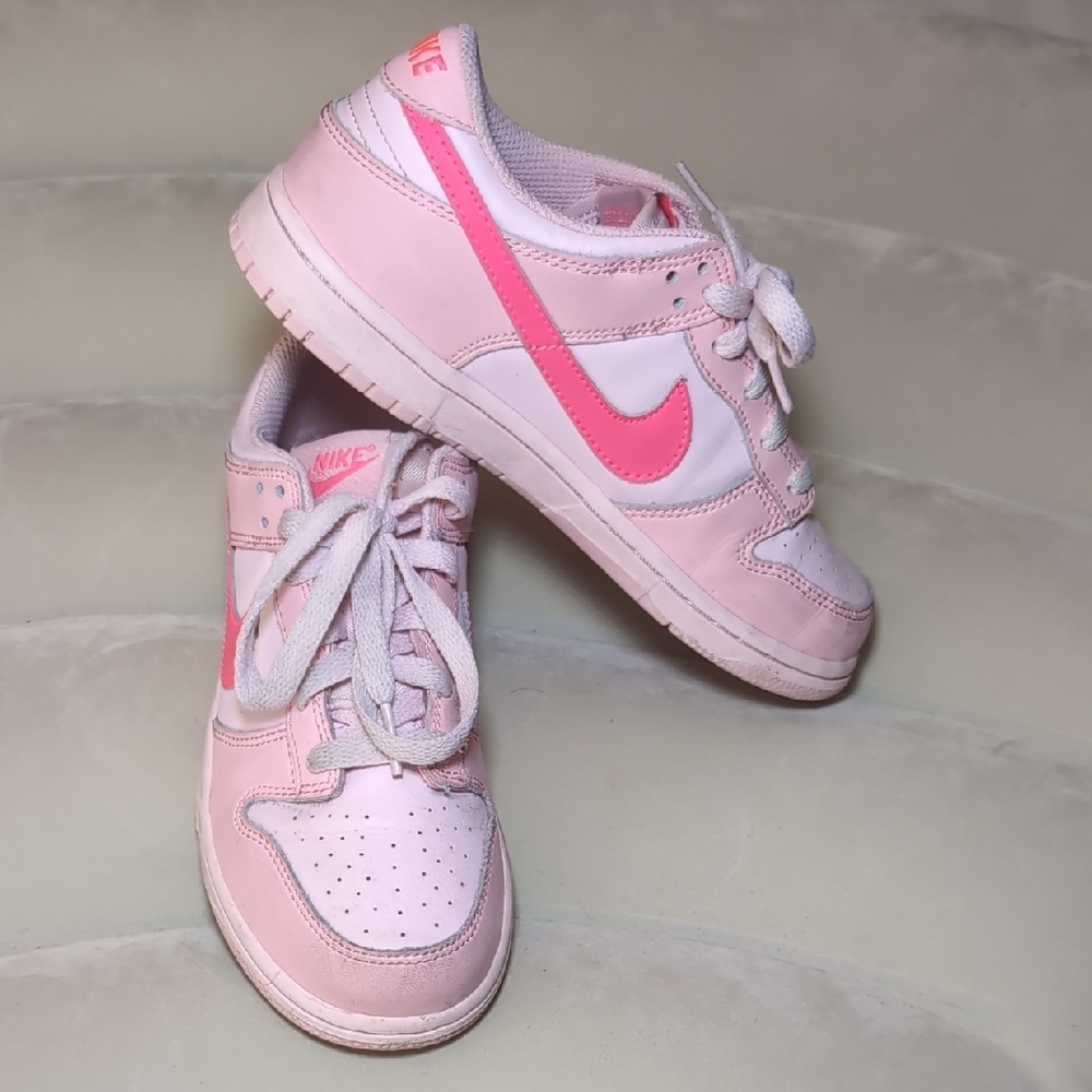 Nike Pink and White Low-Top Sneakers